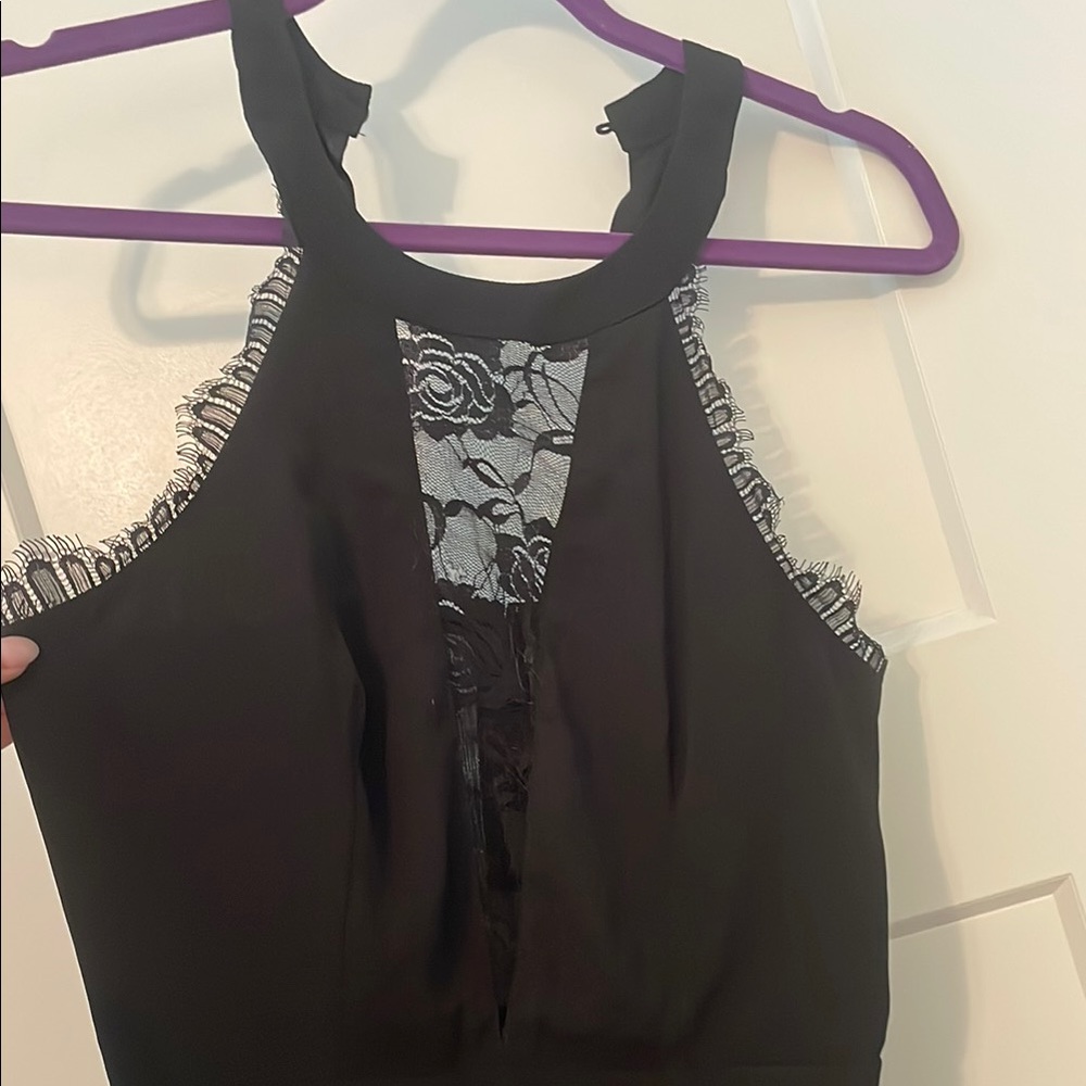 Charlotte Russe Black Romper with Lace Detail - Picture 3 of 5